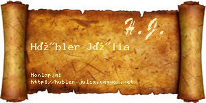 Hübler Júlia névjegykártya